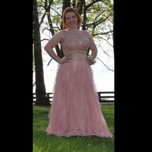 Masquerade Pink Rhinestone Prom Dress